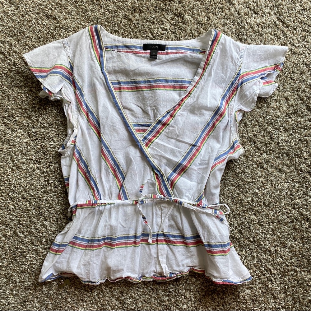 J. Crew Striped Mock-Wrap Shirt